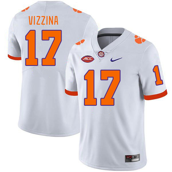 Men's Clemson Tigers Christopher Vizzina #17 College White NCAA Authentic Football Stitched Jersey 23IA30LK